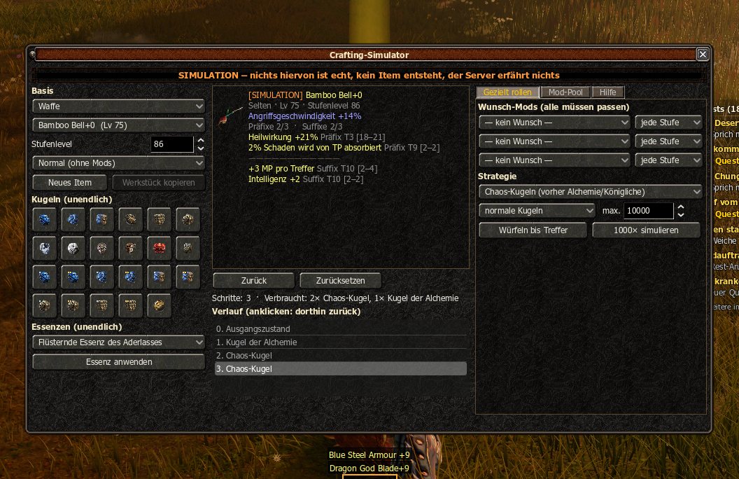 Crafting-Simulator: Kugeln ausprobieren, ohne etwas zu verbrauchen